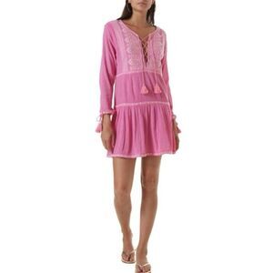 Melissa Odabash Pink Lace-Up Dress